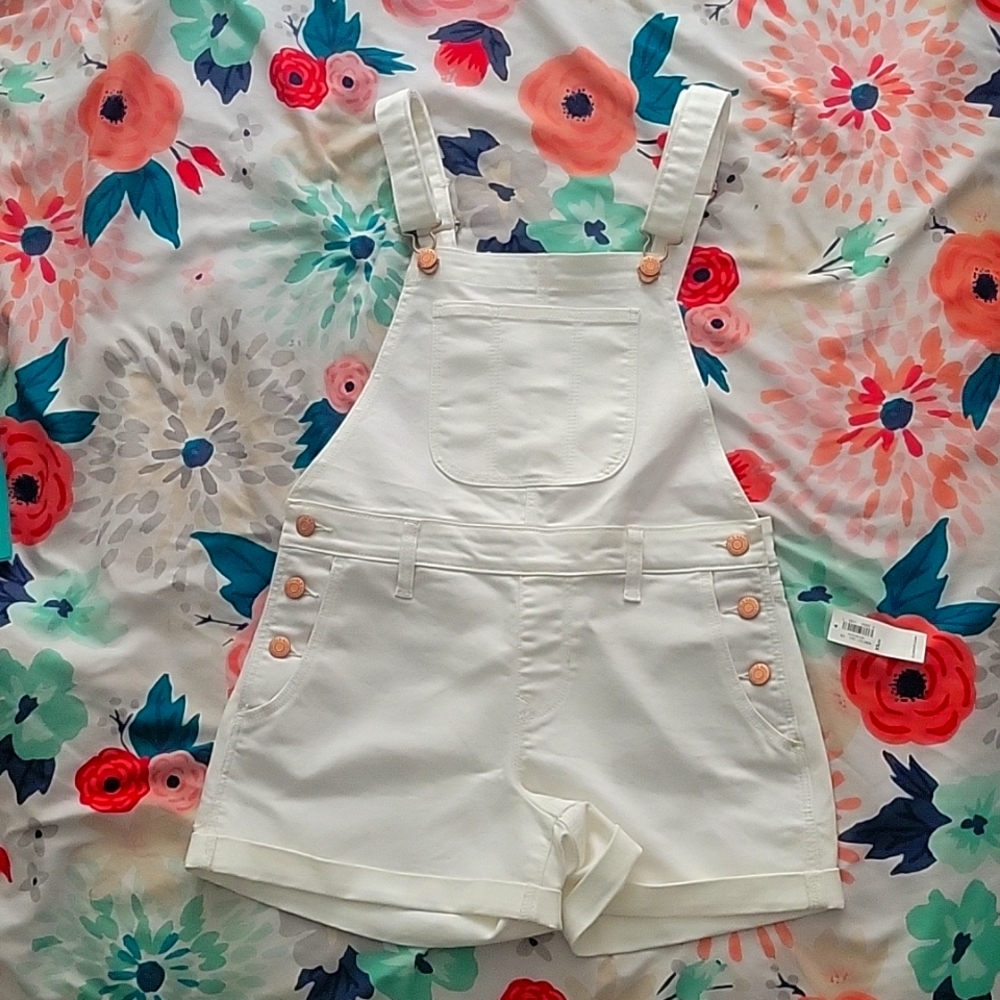 White Overall Shorts